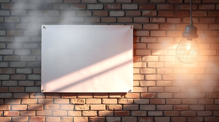 Large Format Poster Mockup, Pinned to Brick Wall, Natural Lighting, PSD Template