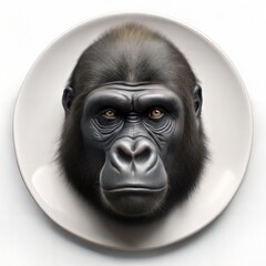 Conceptual Gorilla Head Dining Scene.