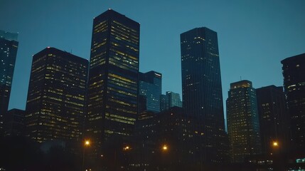 Obraz premium Nighttime Cityscape with Aerial Perspective and Equipment