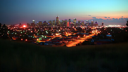 Fototapeta premium Calgary Skyline at Dusk from Hilltop