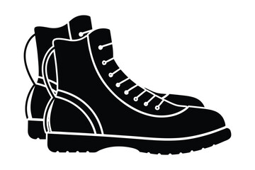 Silhouette of a pair of long hiking boots vector art illustration.eps