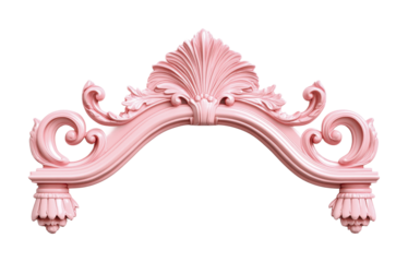 Decorative pink arch with ornate details for home decor and elegant design enhancements, cut out