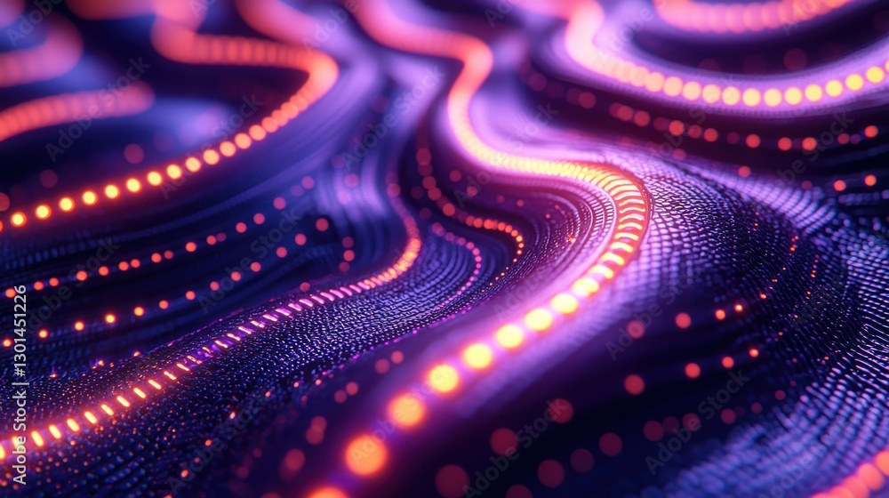 Wall mural abstract glowing wave data flow, digital background