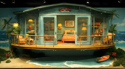 Obraz premium Coastal Cabin Display, Ocean View