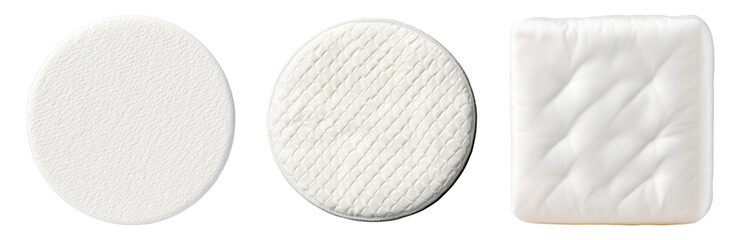 Obraz premium Varied Textures of Cotton Pads and Facial Wipes Isolated on transparent background
