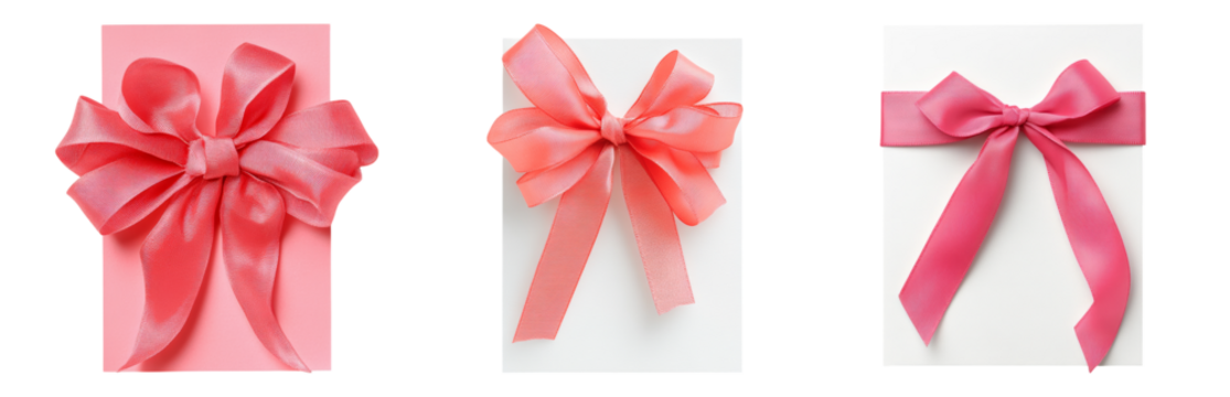 Gift Wraps with Beautiful Bows in Pink Shades Isolated on transparent background