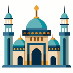 mosque illustration on white background, Ramadan mosque isolate on white background