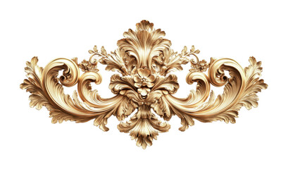 Elegant gold decorative motif with intricate floral designs suitable for luxury interior design and artistic applications, cut out