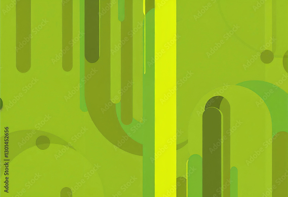 Aufkleber geometric abstract design with varying shades of green and vertical and circular shapes.