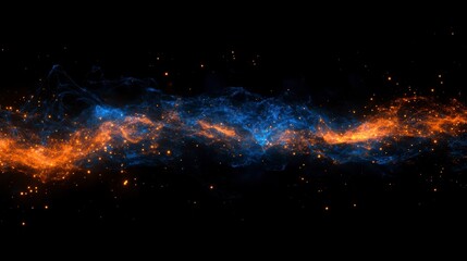 Naklejka premium Abstract fiery energy streams against black background. Possible use Digital art, graphic design, website background