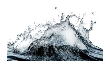 Captivating motion of splashing water creating dynamic waves in a clear setting for artistic or educational purposes, cut out