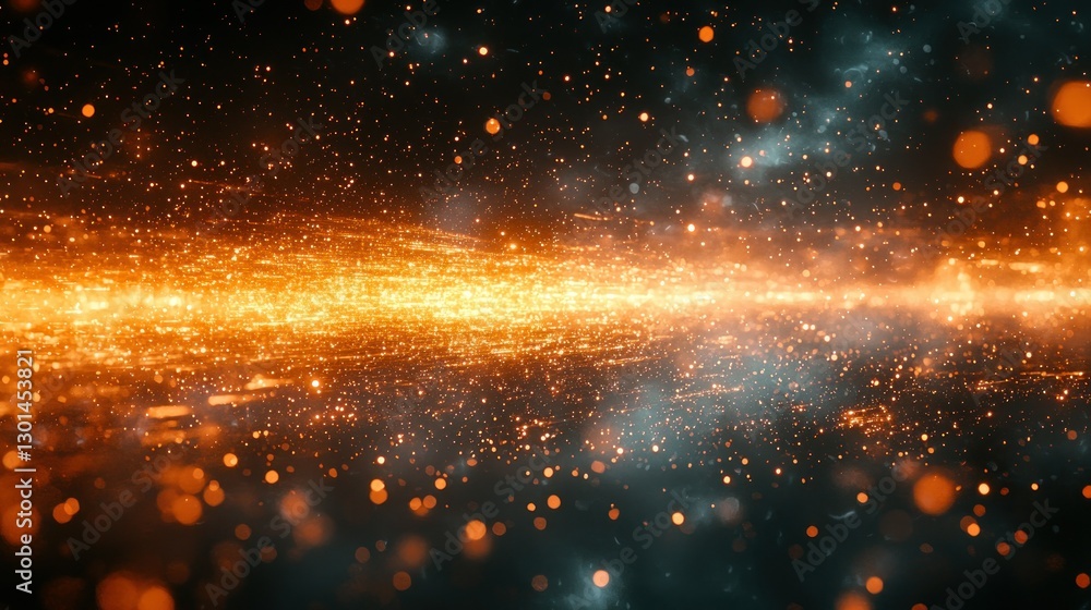 Wall mural abstract light stream with bokeh effects on dark space background