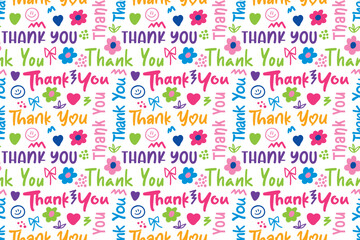 seamless repeating pattern with thank you lettering. vector illustration