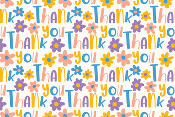 seamless repeating pattern with thank you lettering. vector illustration