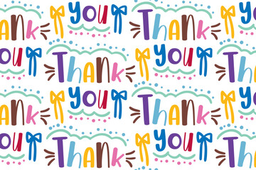 seamless repeating pattern with thank you lettering. vector illustration