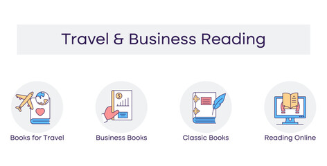 Travel  Business Reading – Exploring Literature for Work and Leisure with Editable Stroke