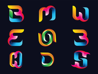 set of  modern letter logo design