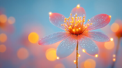 Fototapeta premium Glowing flower in bokeh garden