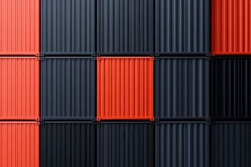 Colorful arrangement of shipping containers on a warehouse wall showcasing industrial design and modern architecture