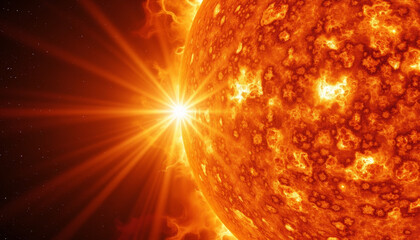 Obraz premium Energetic solar flares erupting from the Sun, cosmic beauty