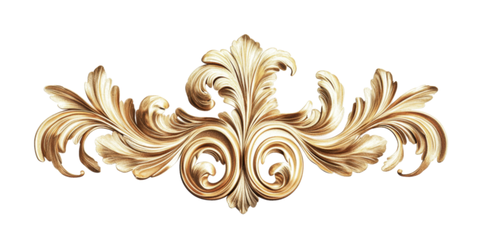 Elegant decorative design featuring intricate golden swirls and ornate details for luxurious settings and upscale events, cut out