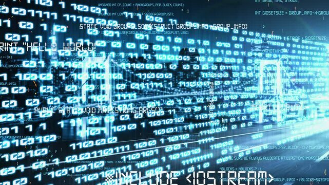 Software development, application programming code and tacit computer coding . Concept of smart digital transformation and technology disruption that changes global trends in new information era .