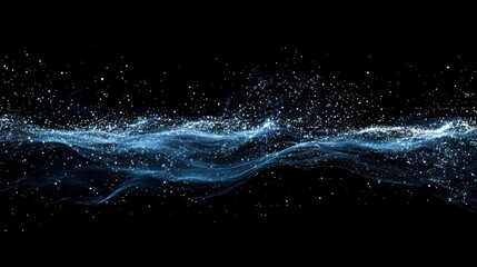 Abstract digital wave motion on black background. Possible use Digital art, technology background, design element
