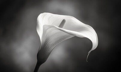 A single white flower with a long stem and a pointed tip