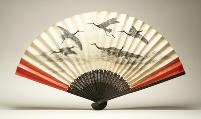 A fan with birds on it