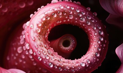 A close up of a flower with droplets of water on it