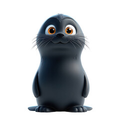 Obraz premium 3D Sea Lion character isolated on transparent background, PNG