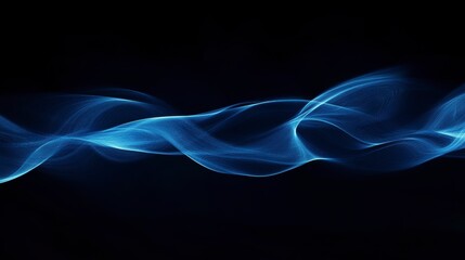 Abstract blue smoke waves on black background