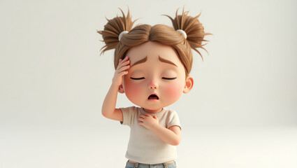 An adorable animated girl displaying expressive emotions with a cute and endearing pose.