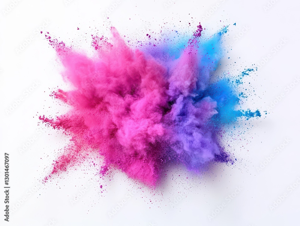 Poster vibrant clouds of colorful powder exploding in the air creating chaos