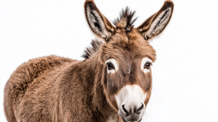 Fototapeta premium Portrait of a Donkey on White Background 