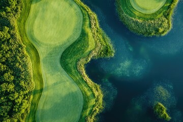 Breathtaking Aerial View of Golf Course with Water Features in Hilton Head, South Carolina