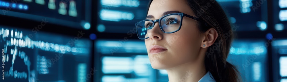 Poster cybersecurity professional analyzing network threats and protecting data integrity