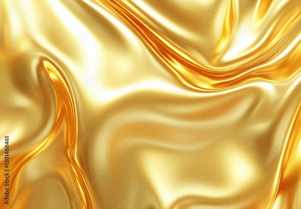 Poster shimmering gold fabric texture with flowing movement and luminous reflections, perfect for backgroun