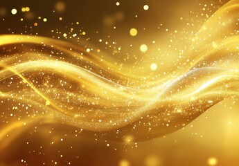 Shimmering Gold Waves with Sparkles and Glowing Bokeh Lights in a Dreamy Background for Elegant Designs and Creative Projects