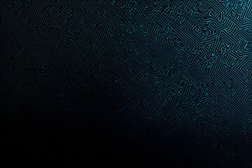 Abstract close-up of a glowing blue digital circuit board, showcasing intricate connections and technological design on a black background.
