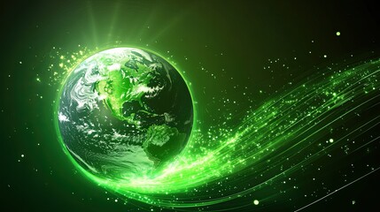 Obraz premium background with an Earth globe and digital lines, representing global technology