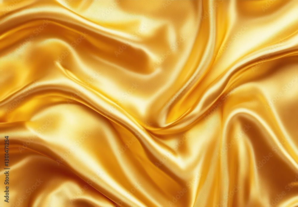 Poster smooth and shimmering golden satin fabric with elegant waves and soft texture perfect for background