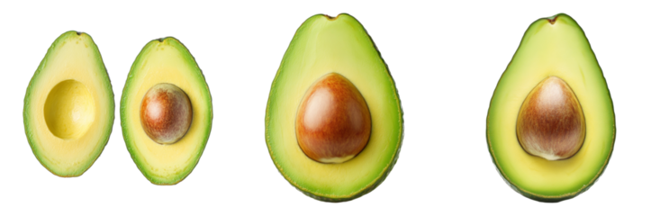 Fresh Avocado Slices Showcasing Healthy Green Flesh Isolated on transparent background