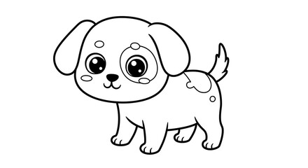 Adorable Puppy: Line Art Illustration with Large Eyes