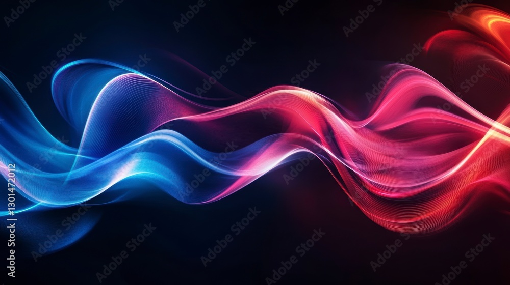 Poster abstract vibrant wave patterns in dark background. possible use wallpaper, background image