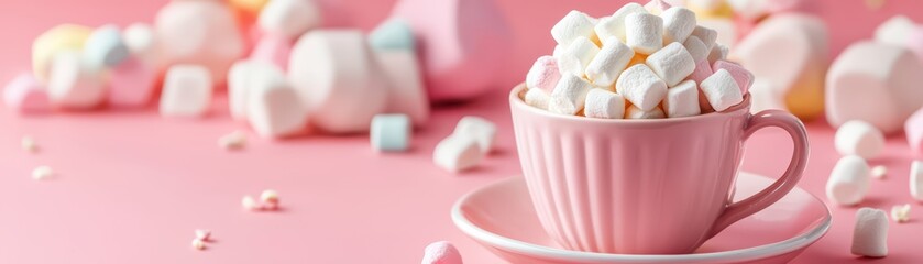 Cozy Hot Chocolate With Marshmallows Surrounded By Colorful Sweets And Treats
