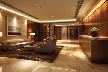 Modern boarding room interior with sleek furniture and minimalist design. AI generated illustration.