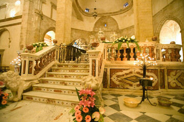 Interior of Cathedral of St. Mary the Immaculate in Alghero town in Sardinia island, Italy. Italian name: Duomo di Alghero, Cattedrale di Santa Maria Immacolata