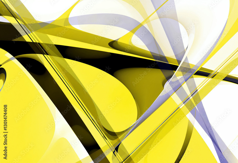 Aufkleber abstract geometric digital art with dynamic yellow and black overlapping shapes for modern futuristi