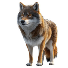 Fototapeta premium 3D Wolf character isolated on transparent background, PNG